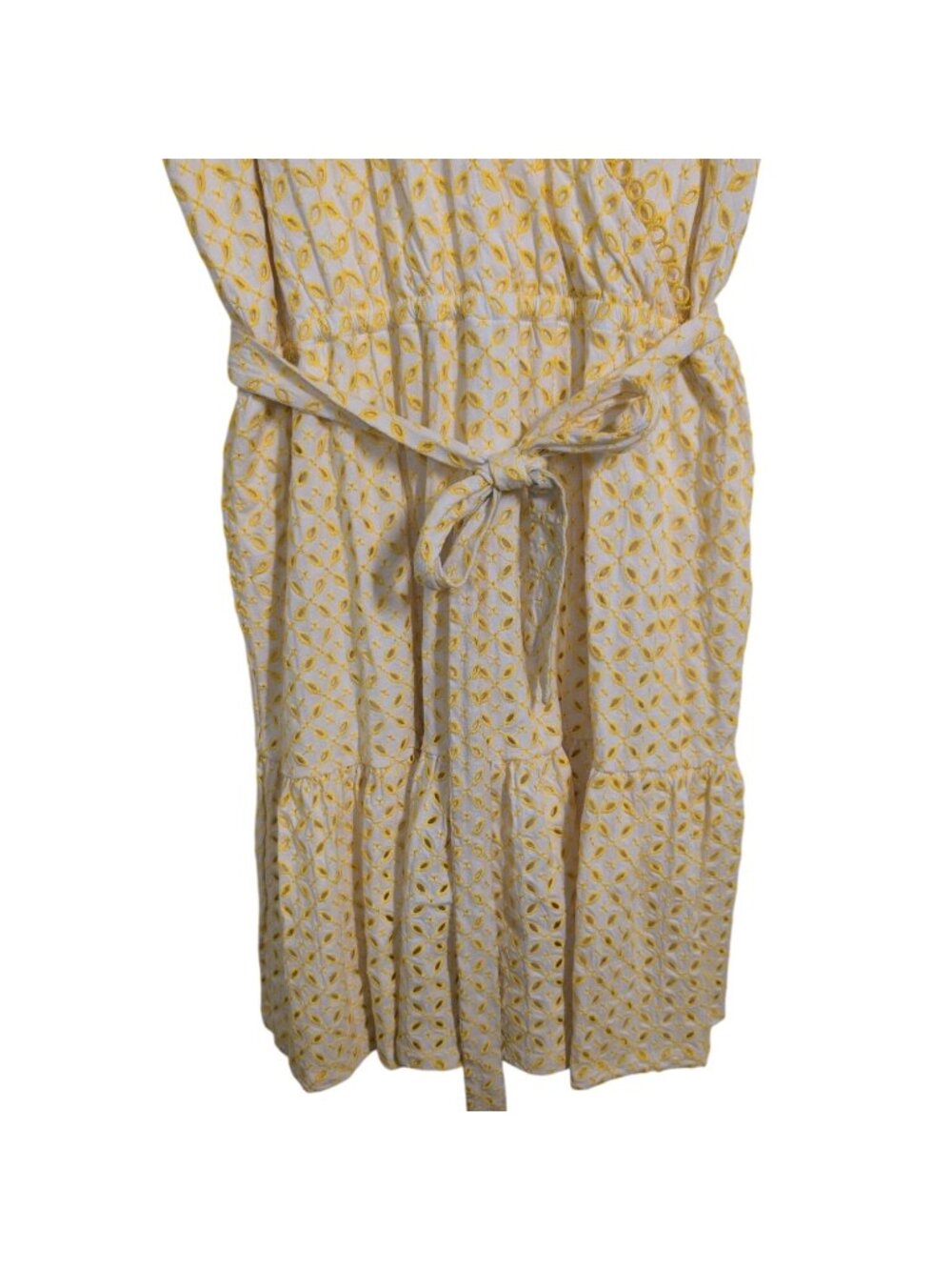 Gibson Latimer Embroidered Eyelet Dress Womens Size XXL Yellow Cottagecore LIned - Picture 4 of 9